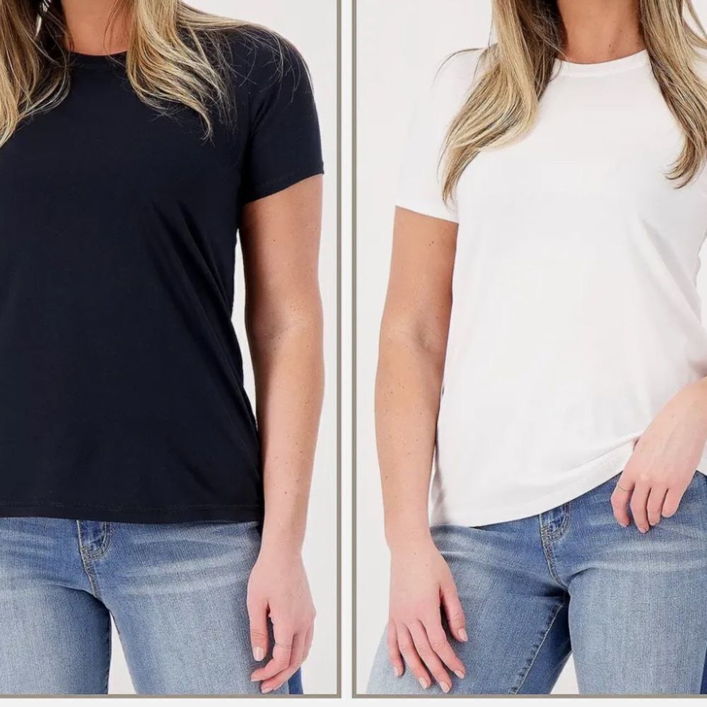 LOGO by Lori Goldstein 2-Pack Short Sleeve Tee White Black‎ M NWT IN PACKAGE